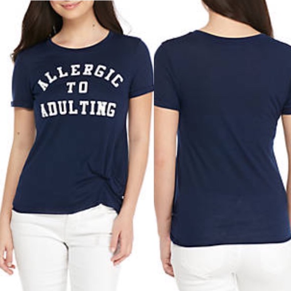 Allergic To Adulting Novelty Tee - Picture 1 of 5